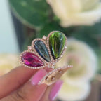 18Kt Rose Gold Diamond Tourmaline Ring, with 0.74ct in Diamonds and 14.88ct in tourmalines.  COLR0047 G,AJJ