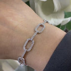 White Gold Clip Link Bracelet with Diamonds all Around