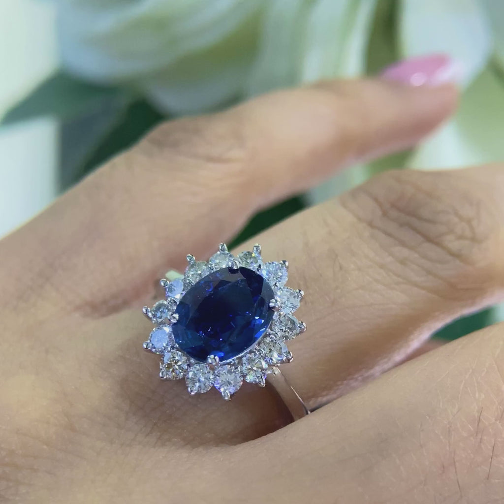 14K White Gold Natural Sapphire & Diamond Ring – 2.38CT Sapphire / 1.00CT Diamonds | SDR066
