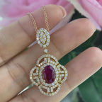 18K Rose Gold 2.27CT Natural Ruby Pendant with 1.82ct in Diamonds