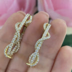 14K Yellow Gold Twist Oval Hoop Earrings 2.75ct in Natural Diamonds.