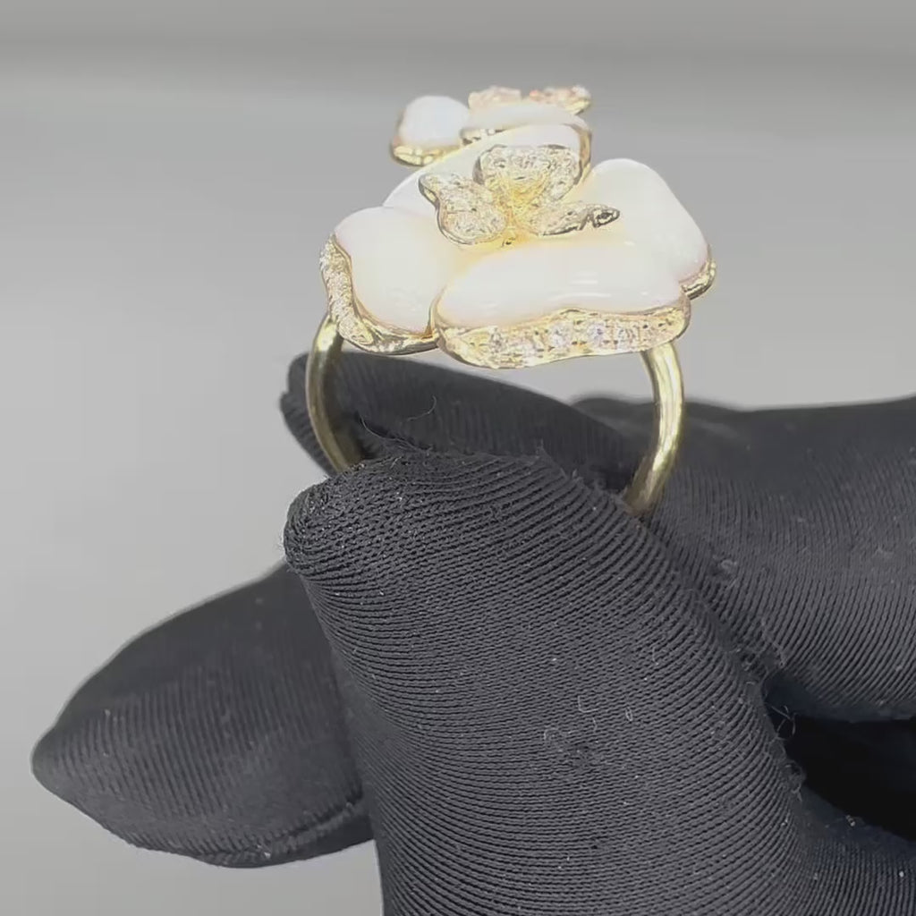 14K Yellow Gold Mother of Pearl & Diamond Ring – 0.64CT G/VS2 PJR64417KW001 IGST
