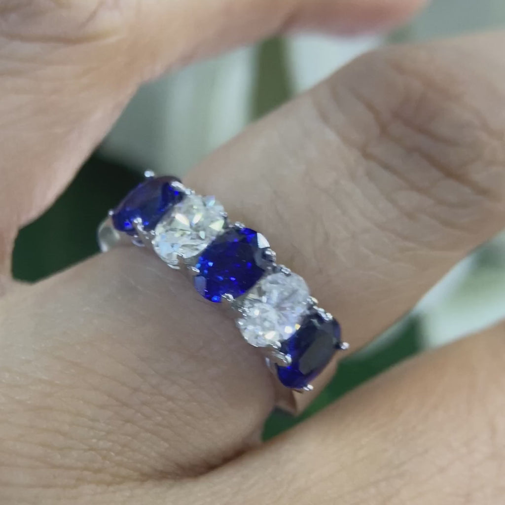 14K White Gold Sapphire & Diamond Ring – 1.72CT Sapphires / 0.98CT Diamonds | SDR031