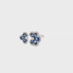 Sapphire and Diamond Flower Ring set in 14kt White Gold