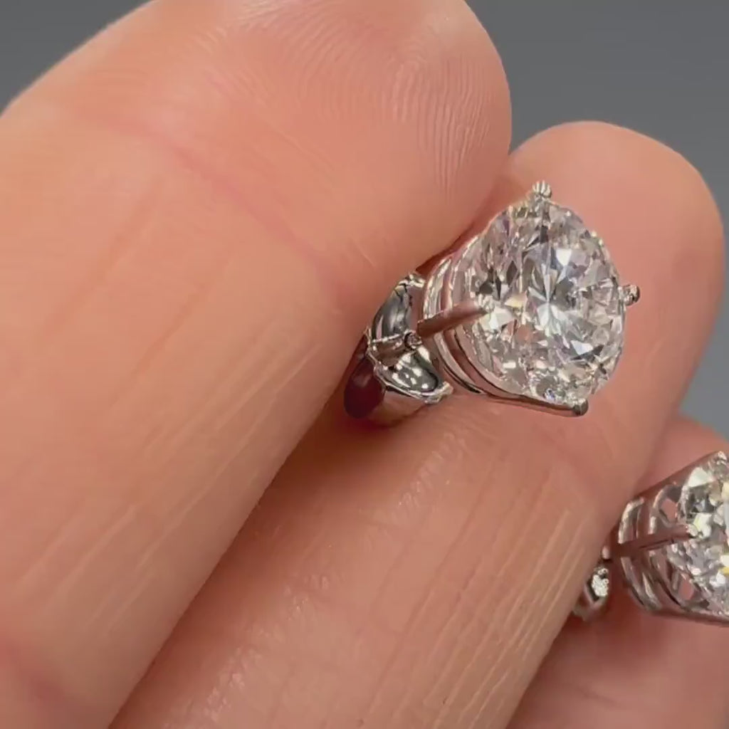 14KT White Gold 4.19 CT IGI Certified Lab-Grown Diamond Stud Earrings – E Color VS1 Clarity.  LTJ