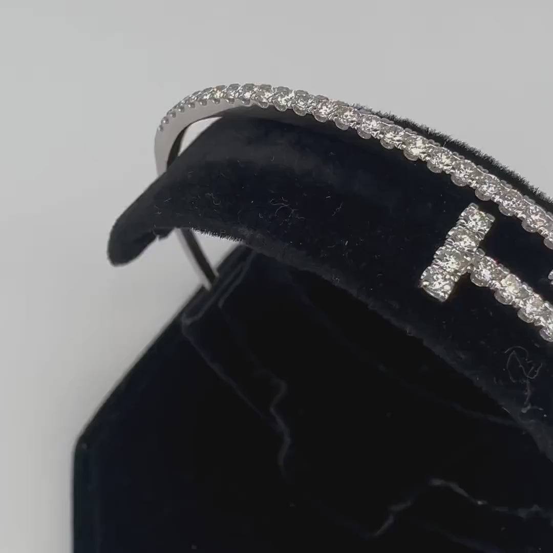 14KT White Gold Flexible Cuff Bracelet with 1.82ct Total Round Natural Diamonds. DB0085 ILAJ