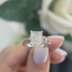 Platinum ring +14Kt White Gold, GIA 2.59ct Emerald cut ,L-SI2.  EMER014 ATJJ