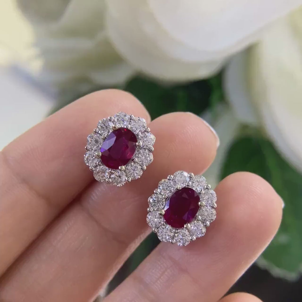 14K White Gold 2.00ct Natural Rubies with 2.00ct in Diamonds.