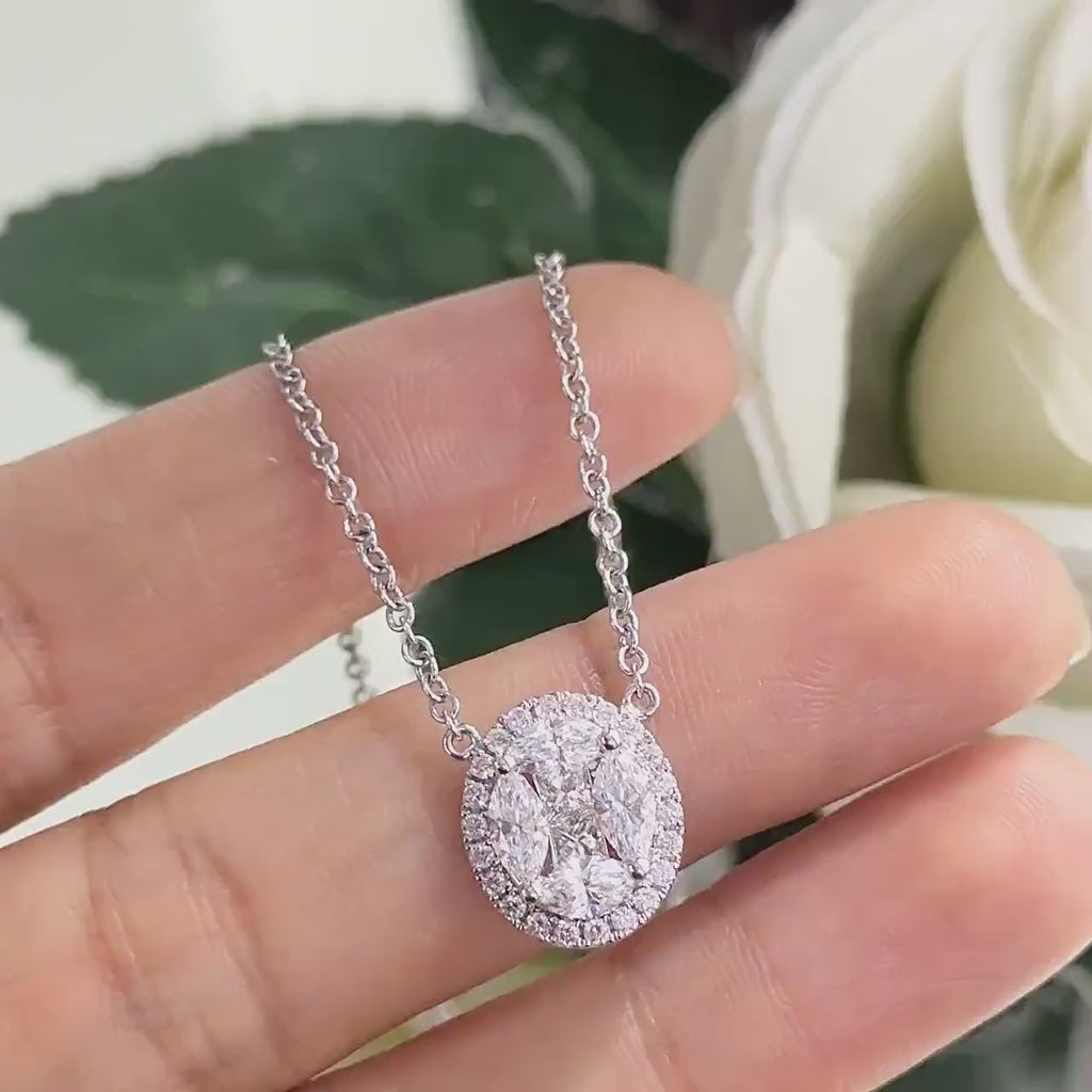 White Gold Diamond Pendant in an invisible setting
