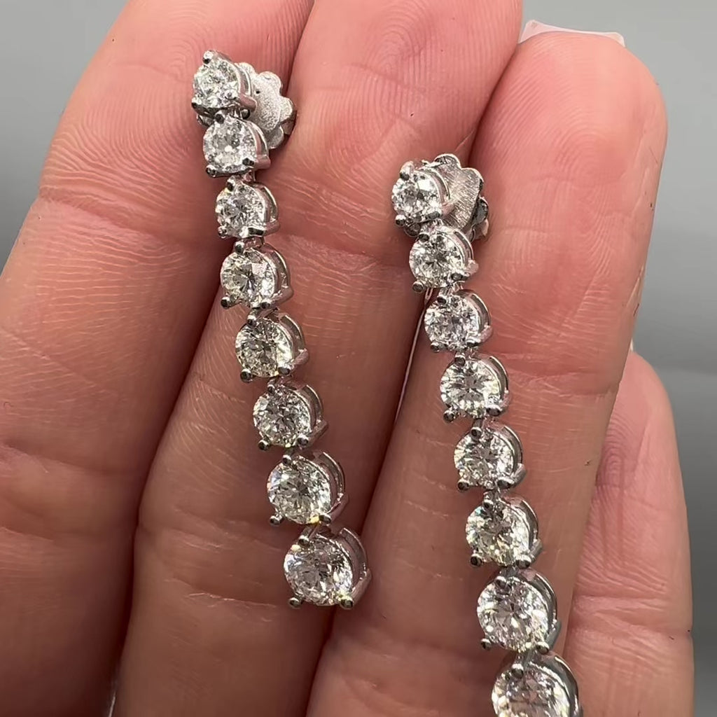 14K White Gold 4.45ct Round Diamond Drop Earrings DIERO162 NTJJ