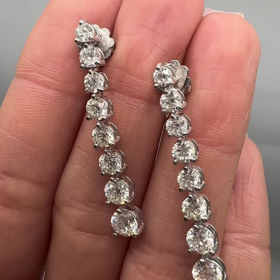 14K White Gold 4.45ct Round Diamond Drop Earrings DIERO162 NTJJ