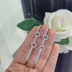 White Gold Five Circle Dangling Diamond Earrings