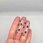 14K White Gold Diamond & Blue Sapphire Hoop Earrings 3.98CT Diamonds, 5.23CT Sapphires SDER023 NNJJ