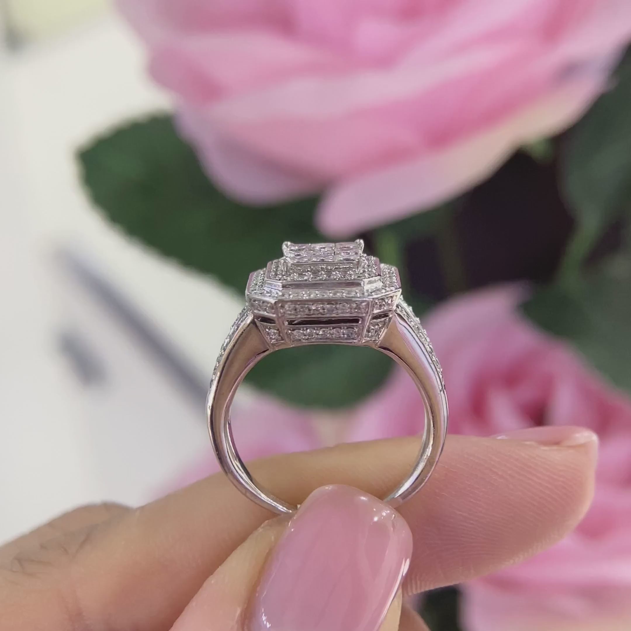 14K White Gold Diamond Ring – 1.00CT DR457 TTJ