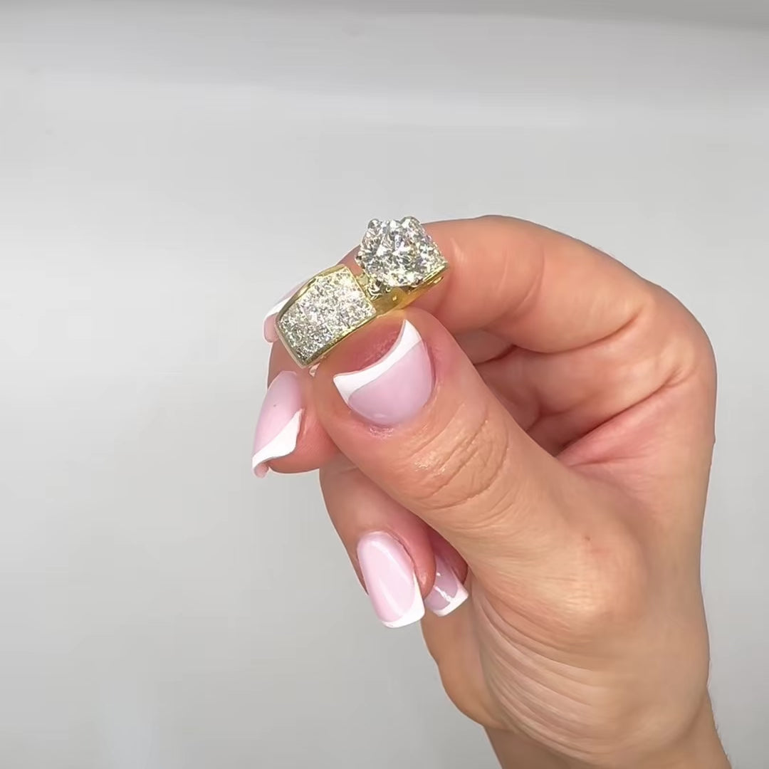 18K Yellow Gold 4.55CT Diamond Ring – 2.00CT Center Diamond RDER103 ISJJ TJJJ
