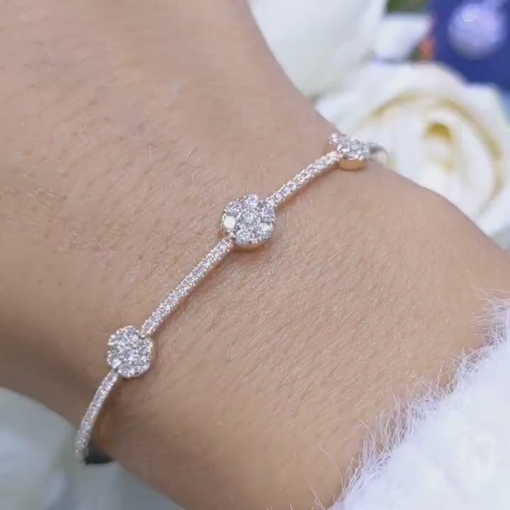 0.91CT Diamond Bangle in 14K Rose Gold