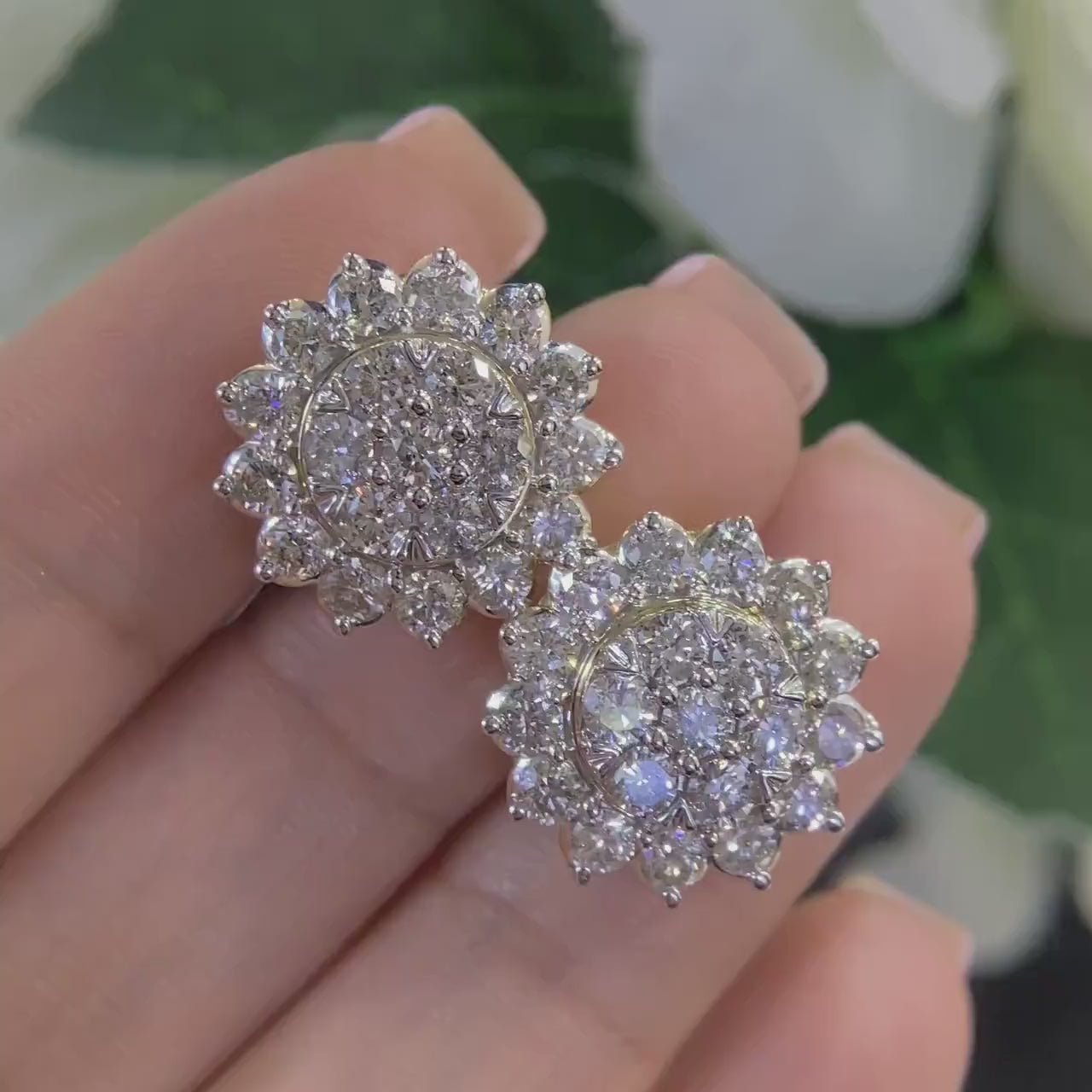 14K Yellow Gold 3.50ct Diamond Earrings