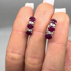 14K White Gold Ruby & Diamond Hoop Earrings – 2.50CT Rubies, 0.20CT Diamonds RDER026 STJ