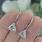 18K White Gold Halo Trillion Cut Diamond Drop Earrings 1.44CT – ITET