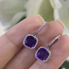 14K White Gold  2.79ct Amethyst Earrings 0.15ct with diamonds.