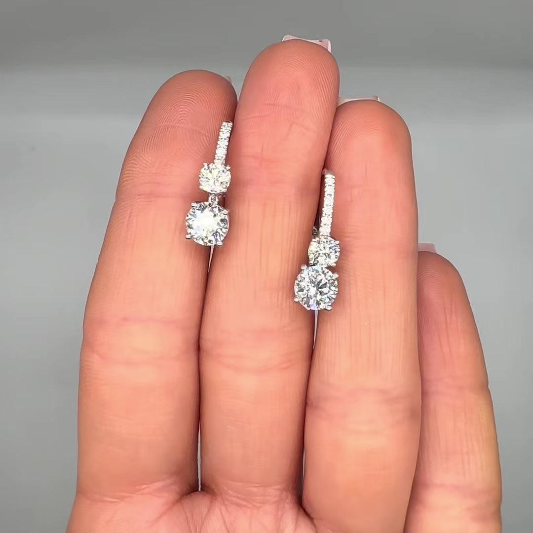 14K White Gold Lab Grown Diamond Drop Earrings 1.99ct