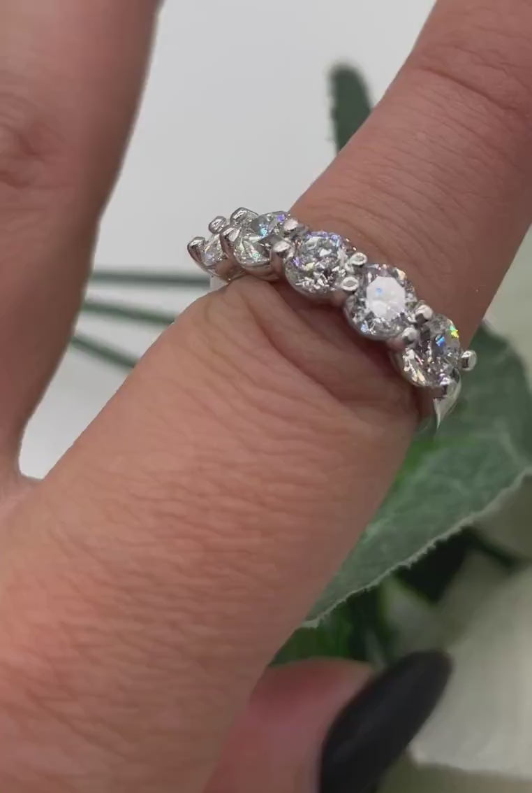 White Gold Five Stone Diamond Wedding Band