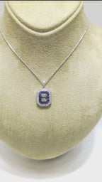 18k White Gold Diamond & Sapphire Pendant