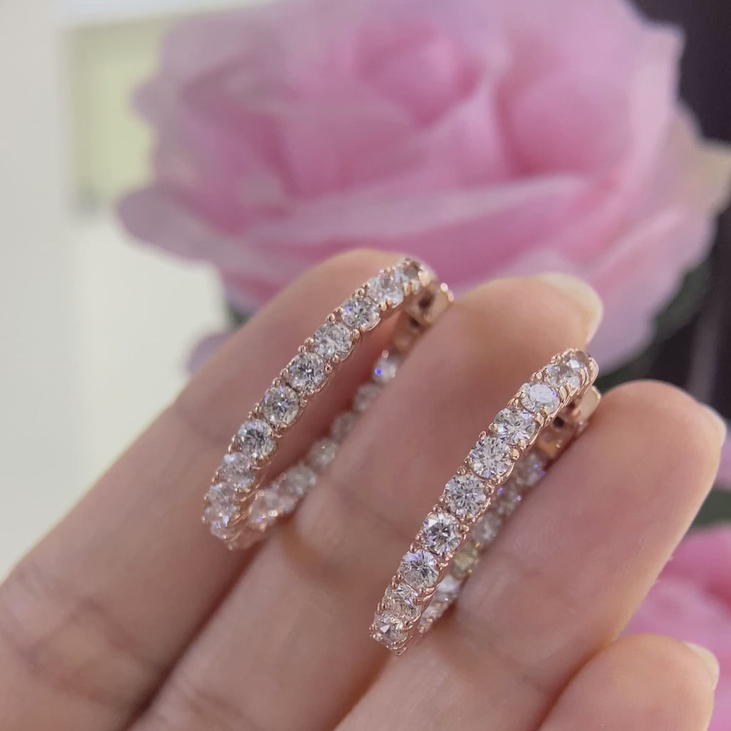 14K Rose Gold Diamond Oval Hoop Earrings – 4.50CT | DIER071 N,IJJ