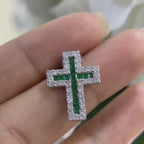 White Gold Cross Pendant with Diamonds with Emeralds or Ruby