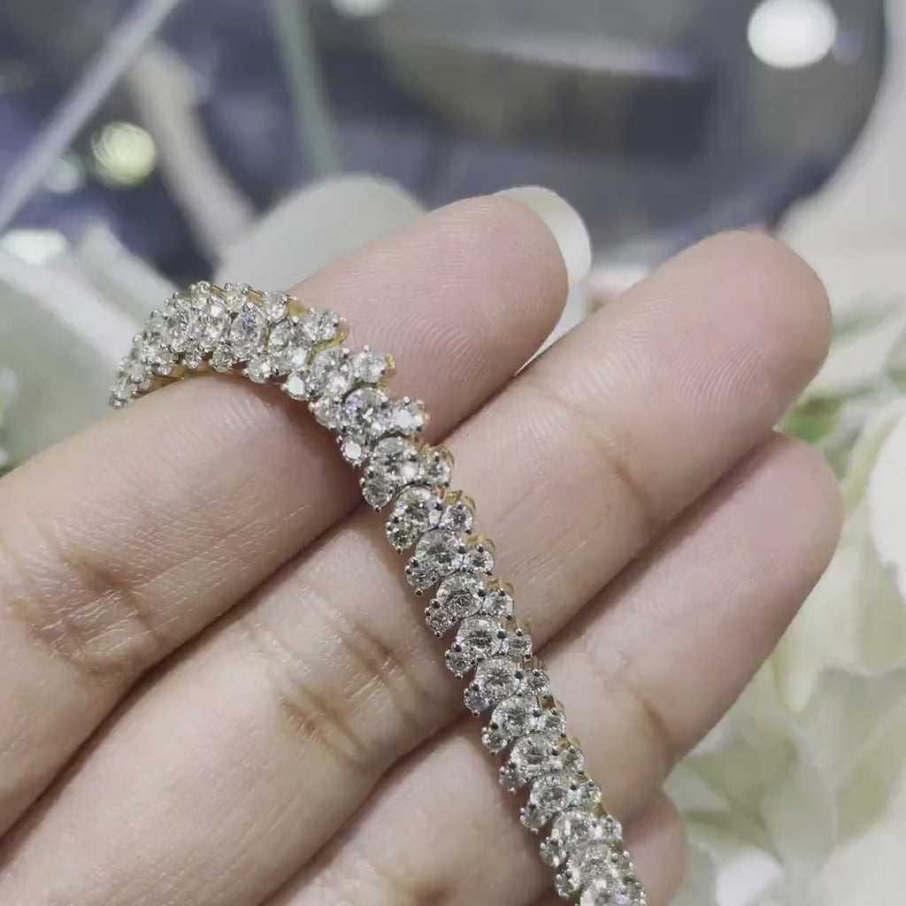 14K Yellow Gold  Diamond Tennis Necklace