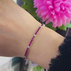 18K White Gold Diamond Ruby Bracelet with 0.37ct diamonds and 3.02ct Ruby's in round cut. 4 Prong settings.