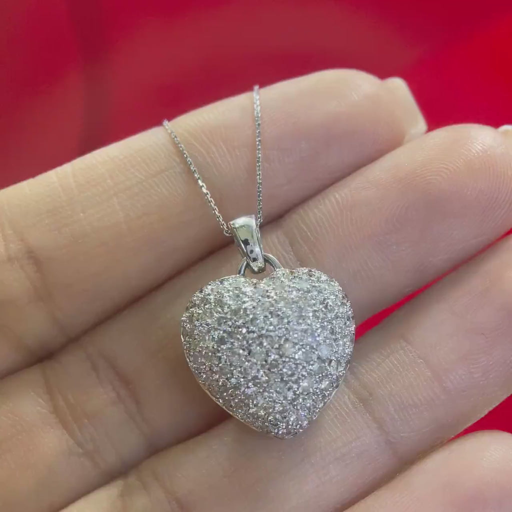 14K White Gold 2.50ct Natural Diamonds Heart Pendant
