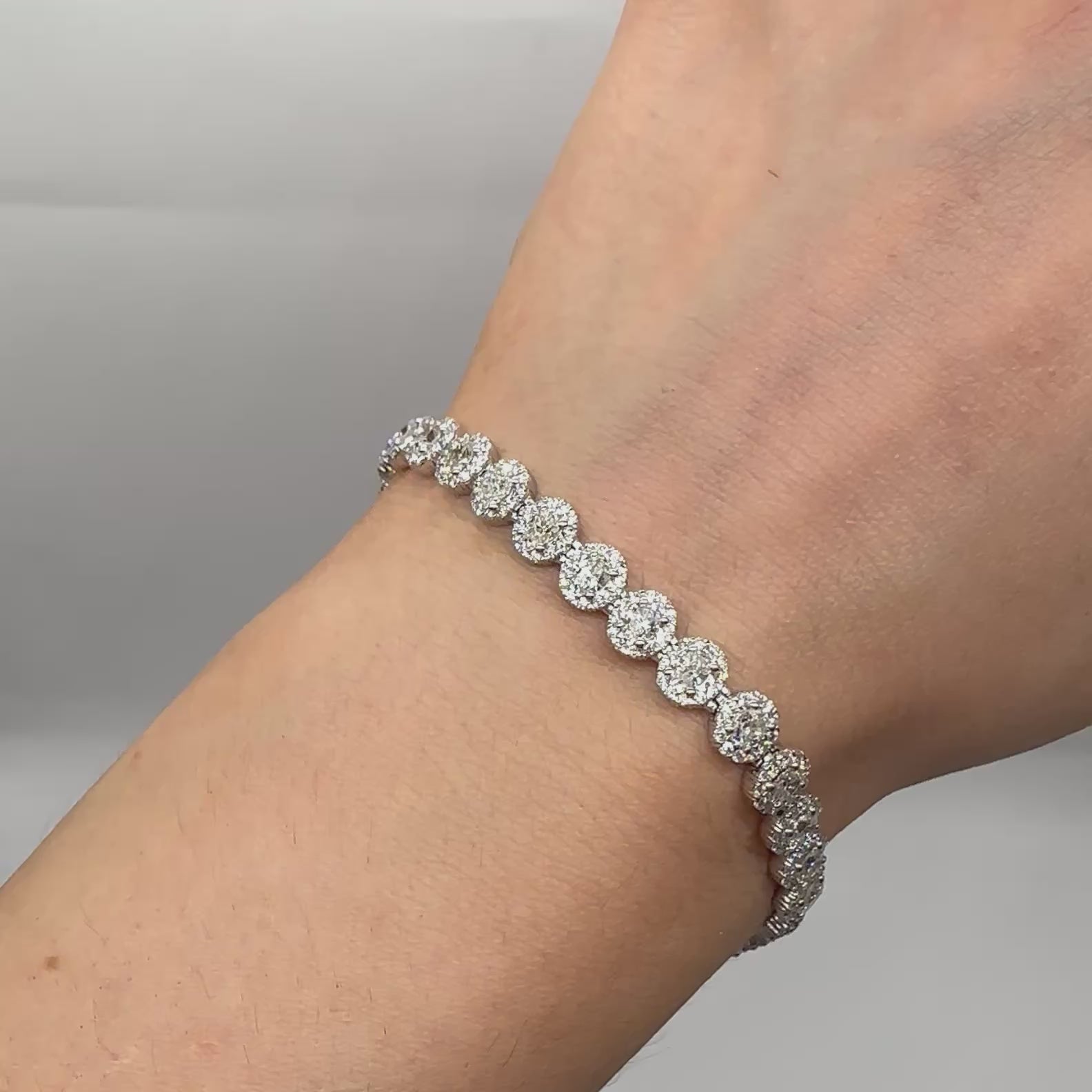 14K White Gold 7.00ct Oval Diamond Halo Bracelet – 7.00CT DB133 AIJJ