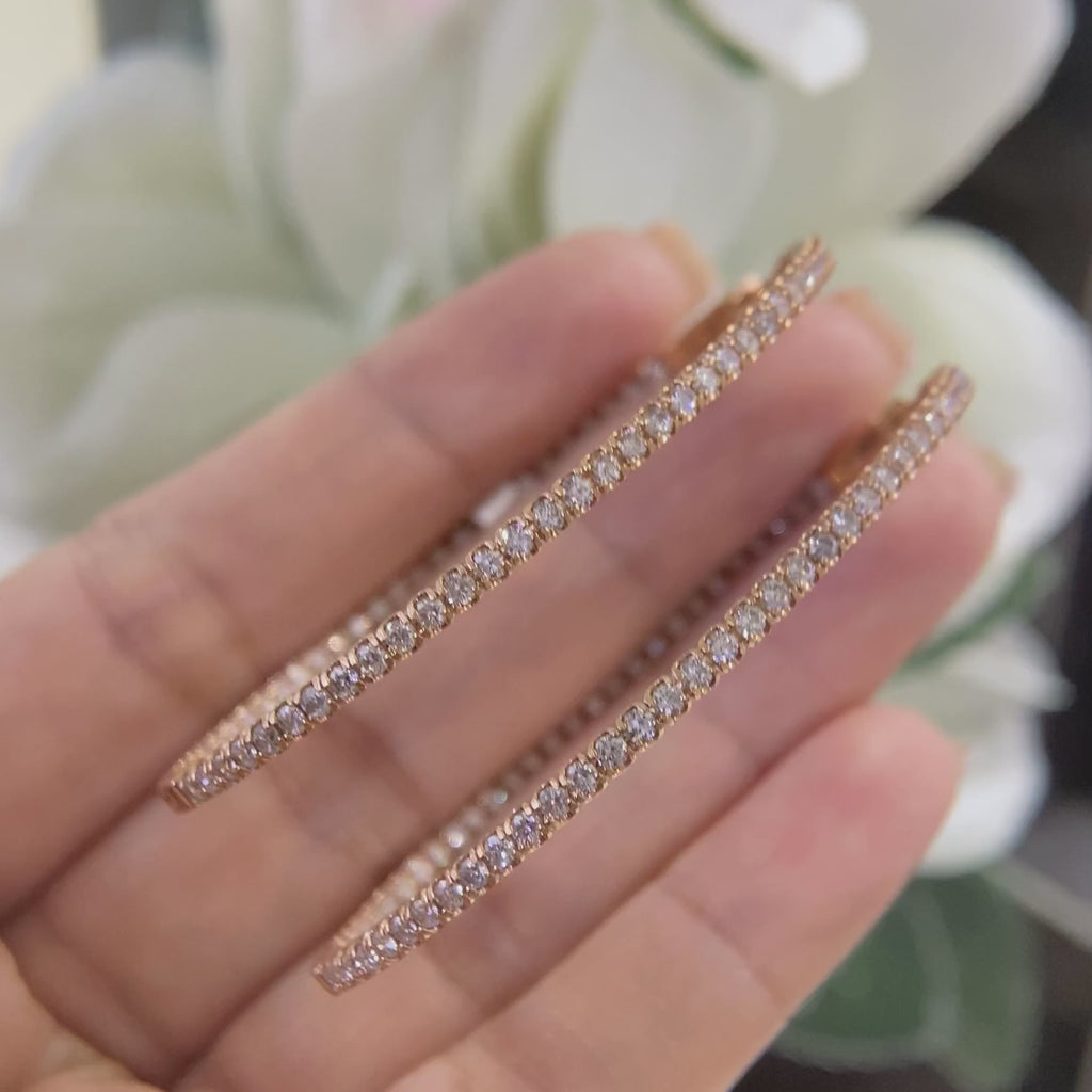 14K Rose Gold Diamond Hoop Earrings – 3.30CT DIER145 IETJ