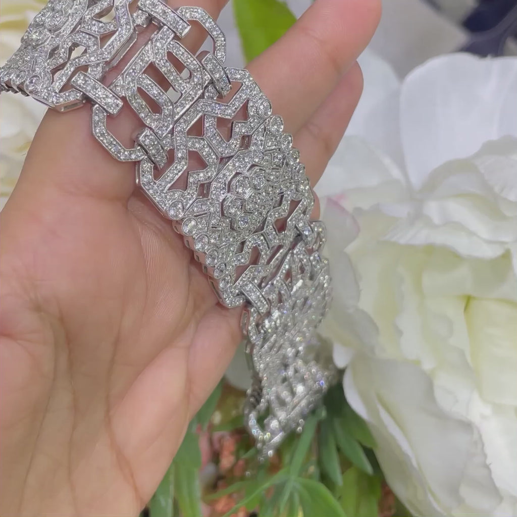 18K White Gold Round Diamond Bracelet – 14.20CT | INJJJ