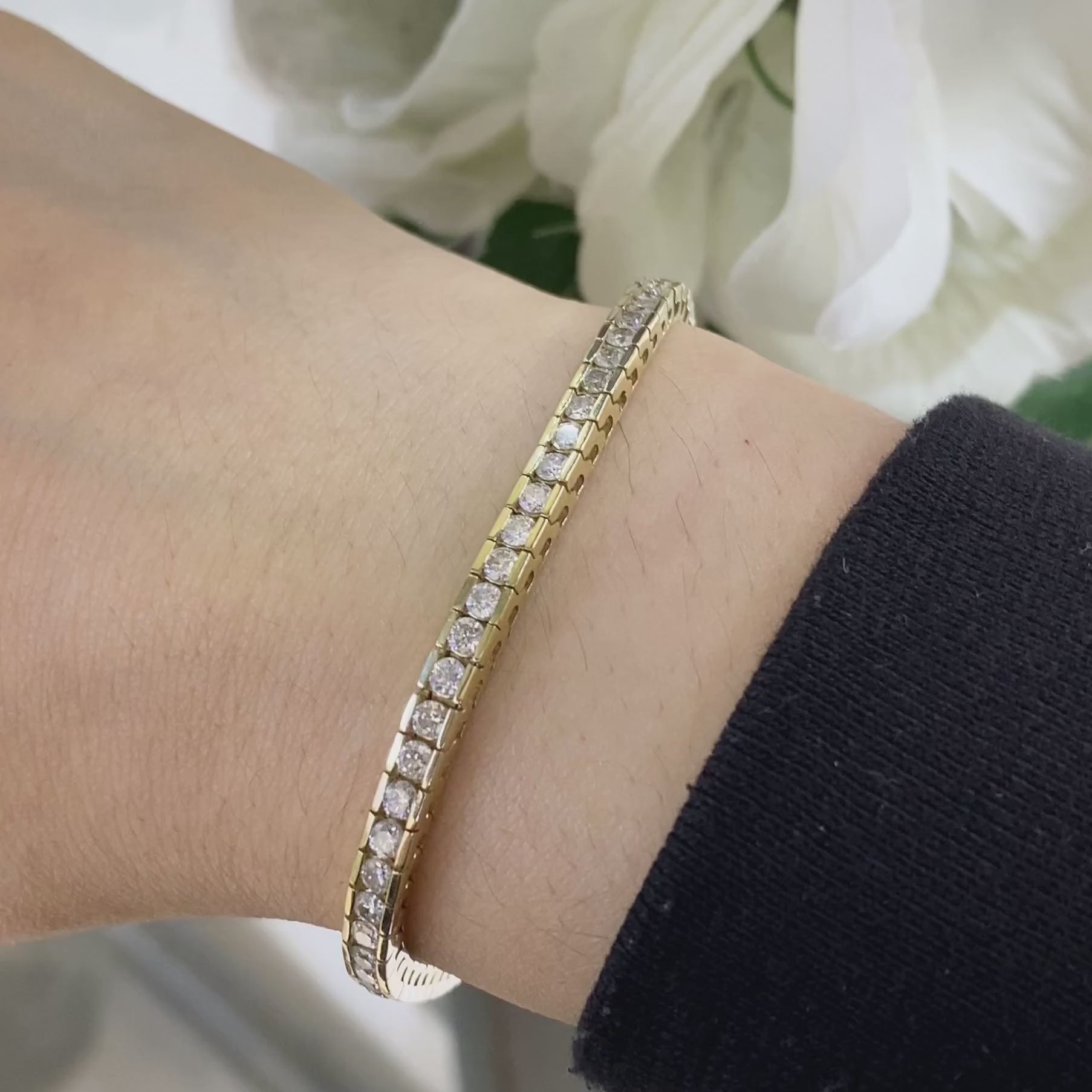 14K Yellow Gold Diamond Bracelet with 4.50CT Round Cut Diamonds DB042 G,SJJ