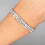 14K White Gold Baguette & Round Diamond Tennis Bracelet – 7.14ct PJBR4910WG
