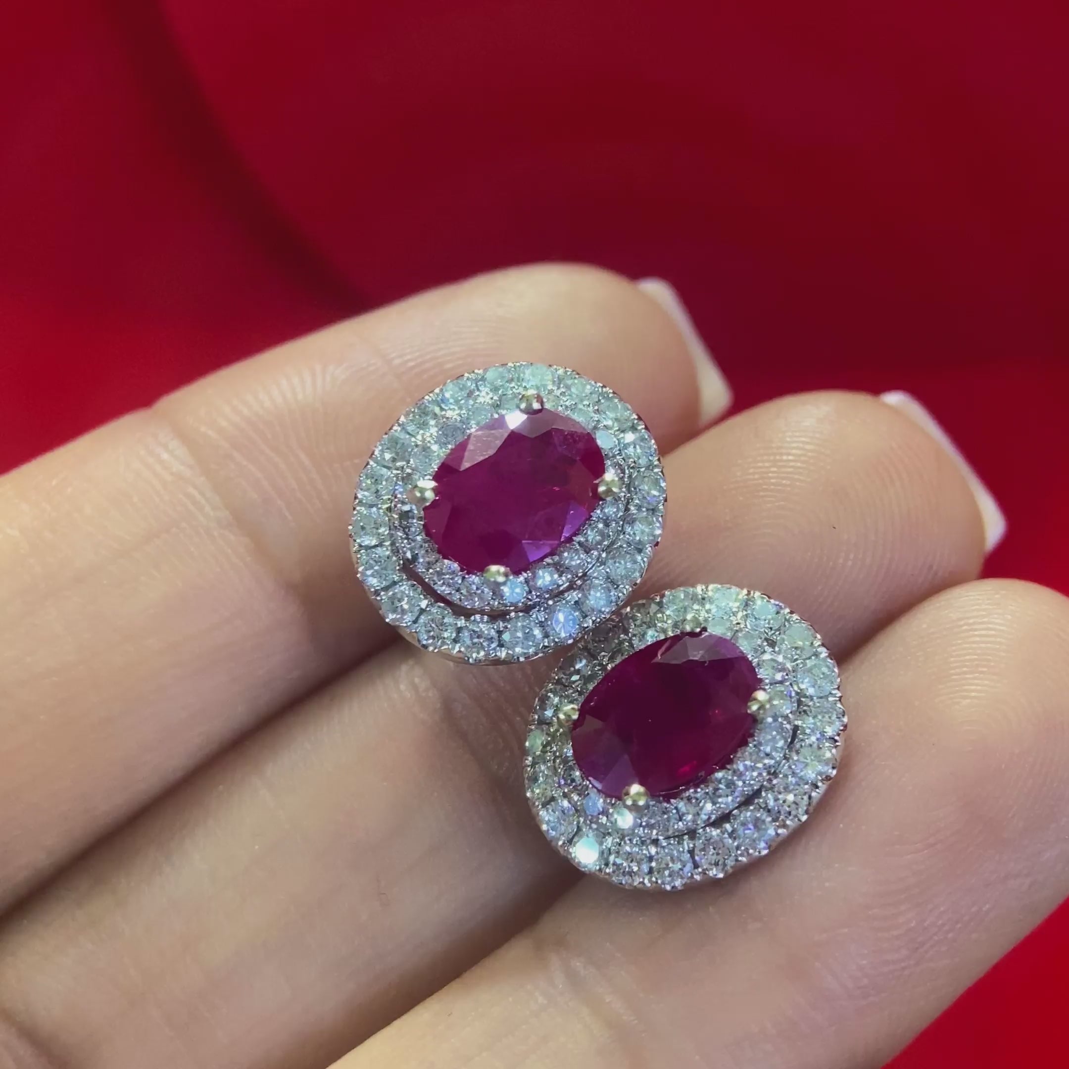 14K White Gold Ruby & Diamond Earrings 2.90CT Rubies & 1.25CT Diamonds ISTJ