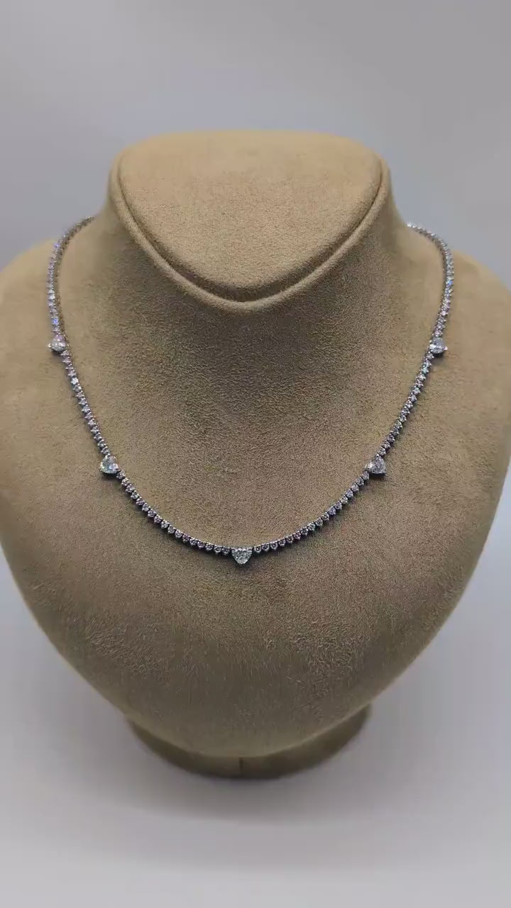 Multi-Heart Shape Diamond Tennis Necklace